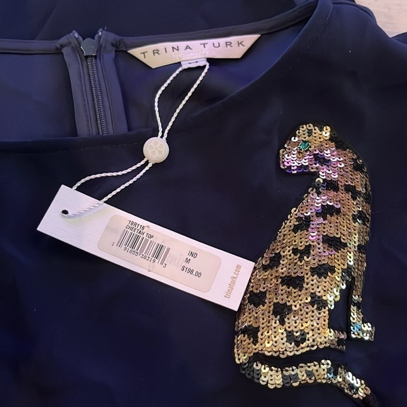 Trina Turk Cheetah 2 Asymmetrical One-Sleeve Top NWT | size medium - Picture 6 of 6